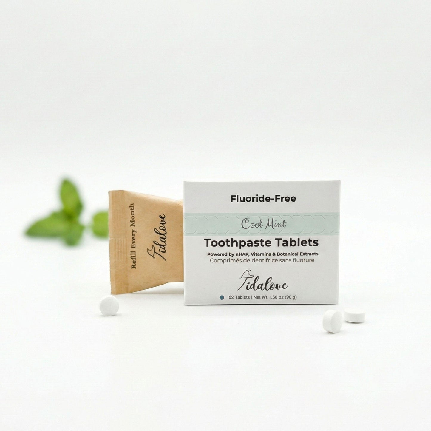 Fluoride-Free Cool Mint Toothpaste Tablets — 1 Month