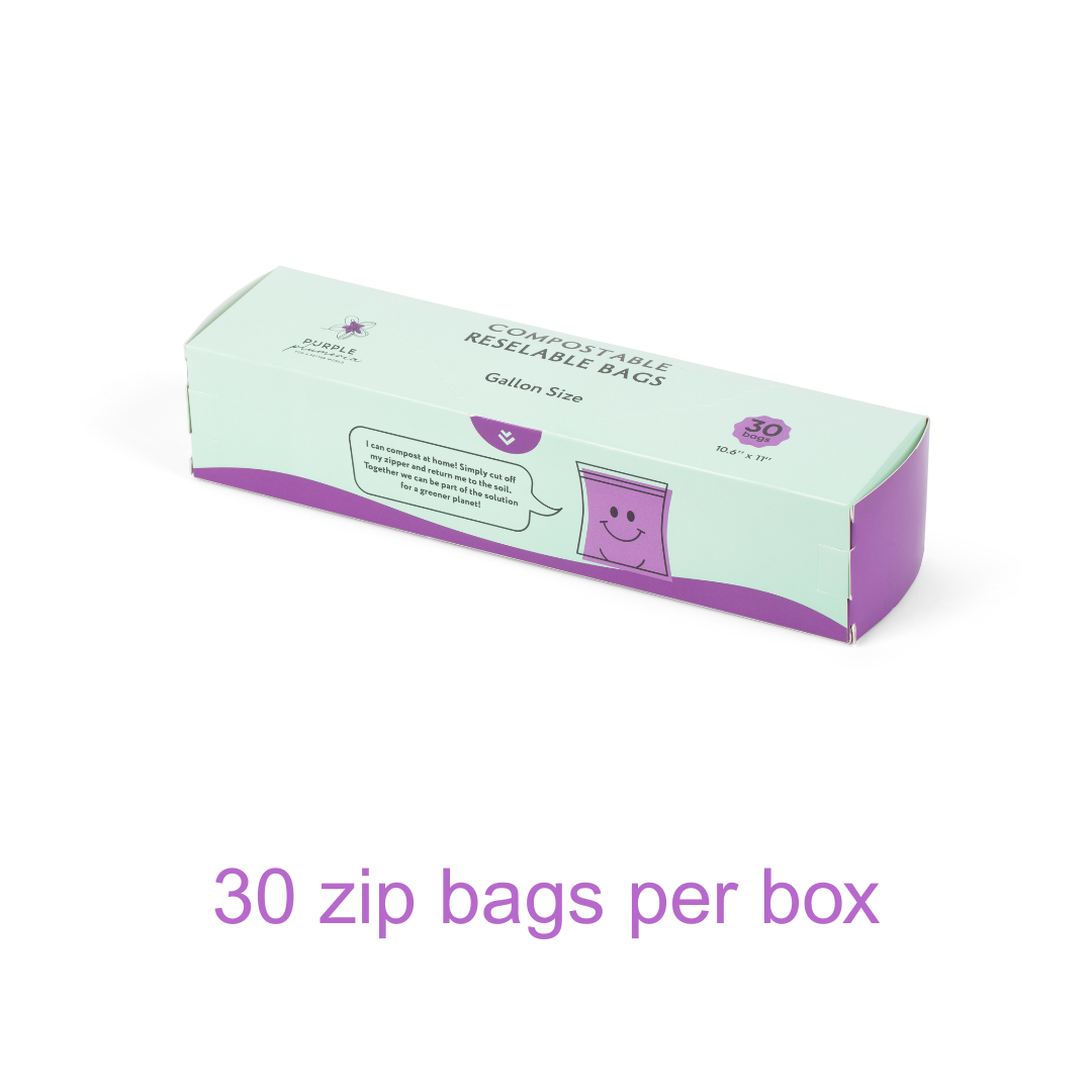 Compostable Resealable Bags. Eco-Friendly & Durable. Snack, Sandwich, Quart & Gallon Sizes