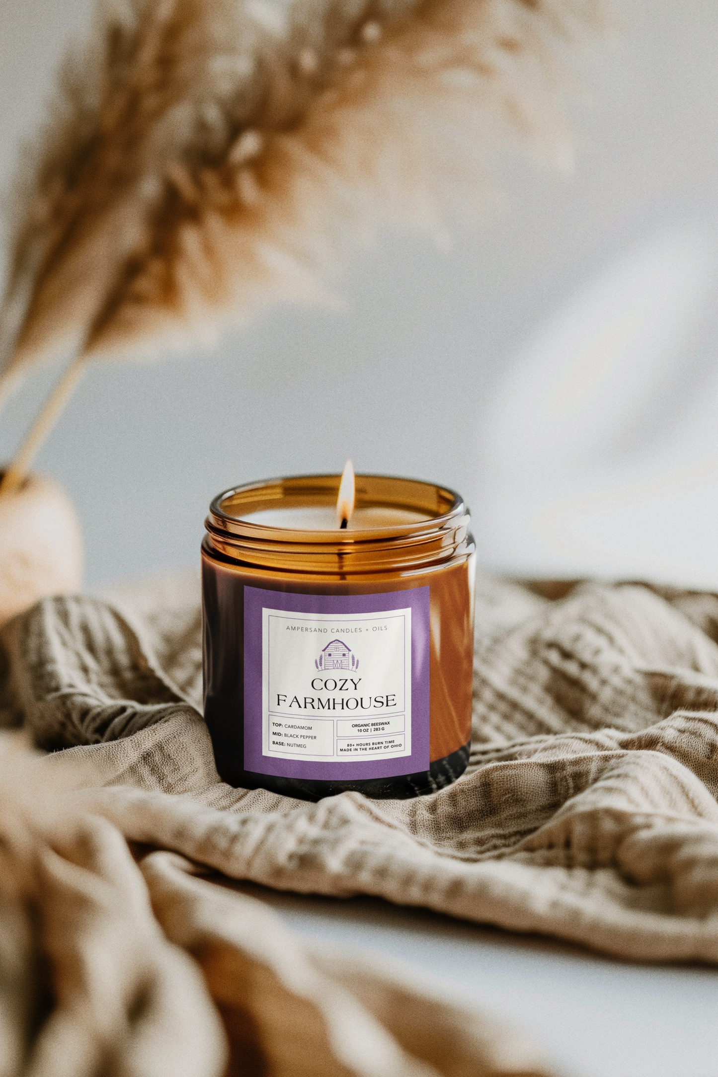 Cozy Farmhouse Beeswax Candle (10oz)