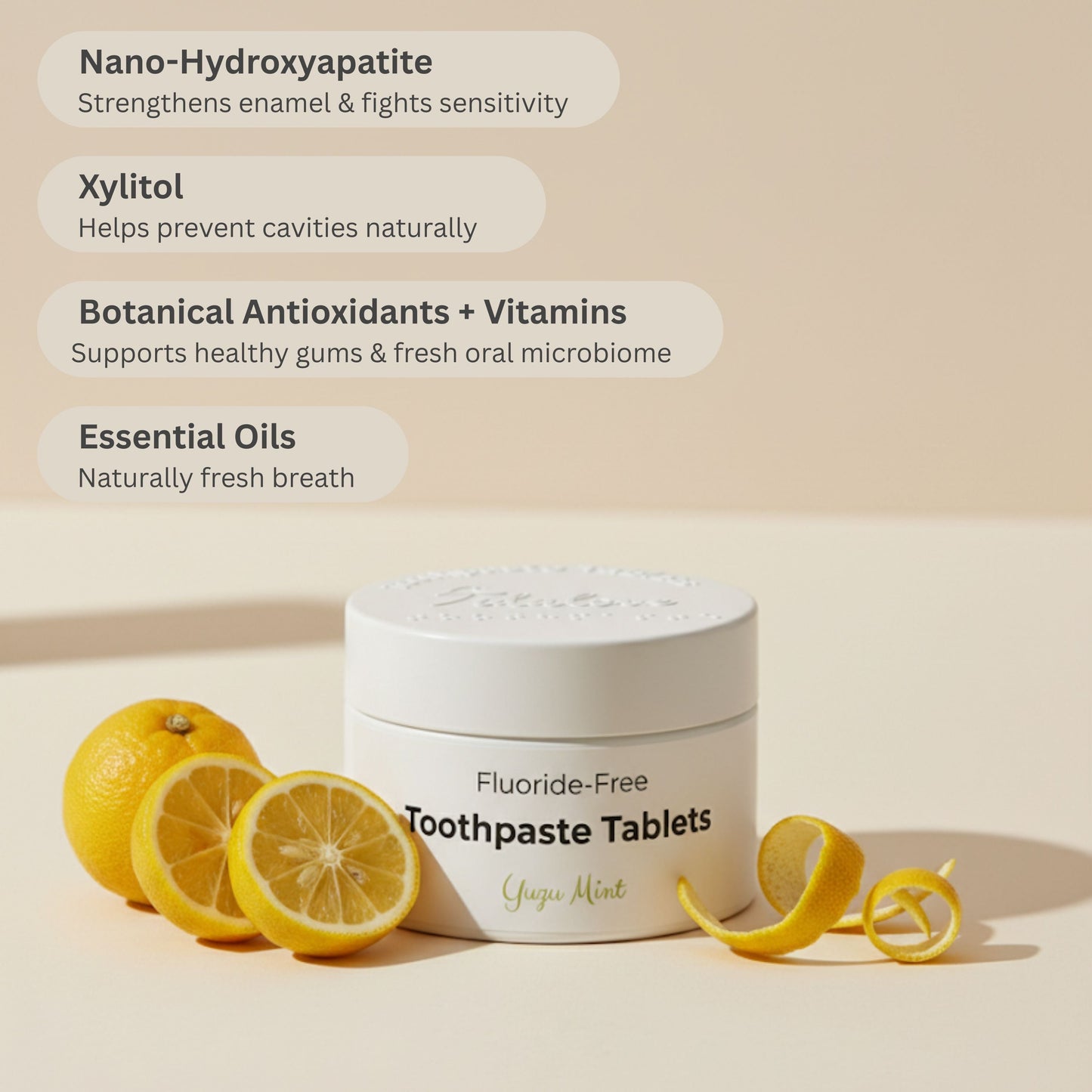 Fluoride-Free Yuzu Mint Toothpaste Tablets — 4 Months