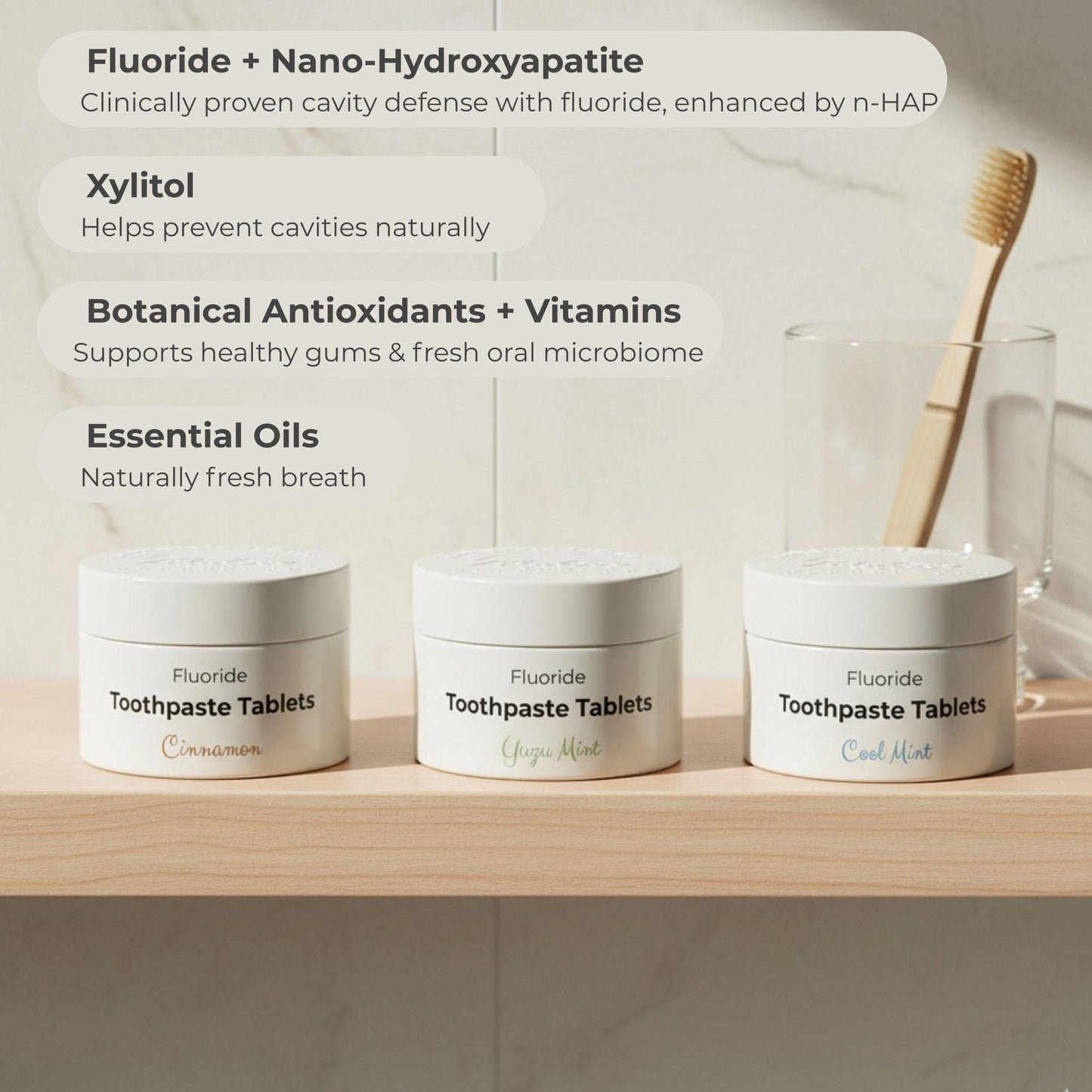 Fluoride Cool Mint Toothpaste Tablets — 1 Month