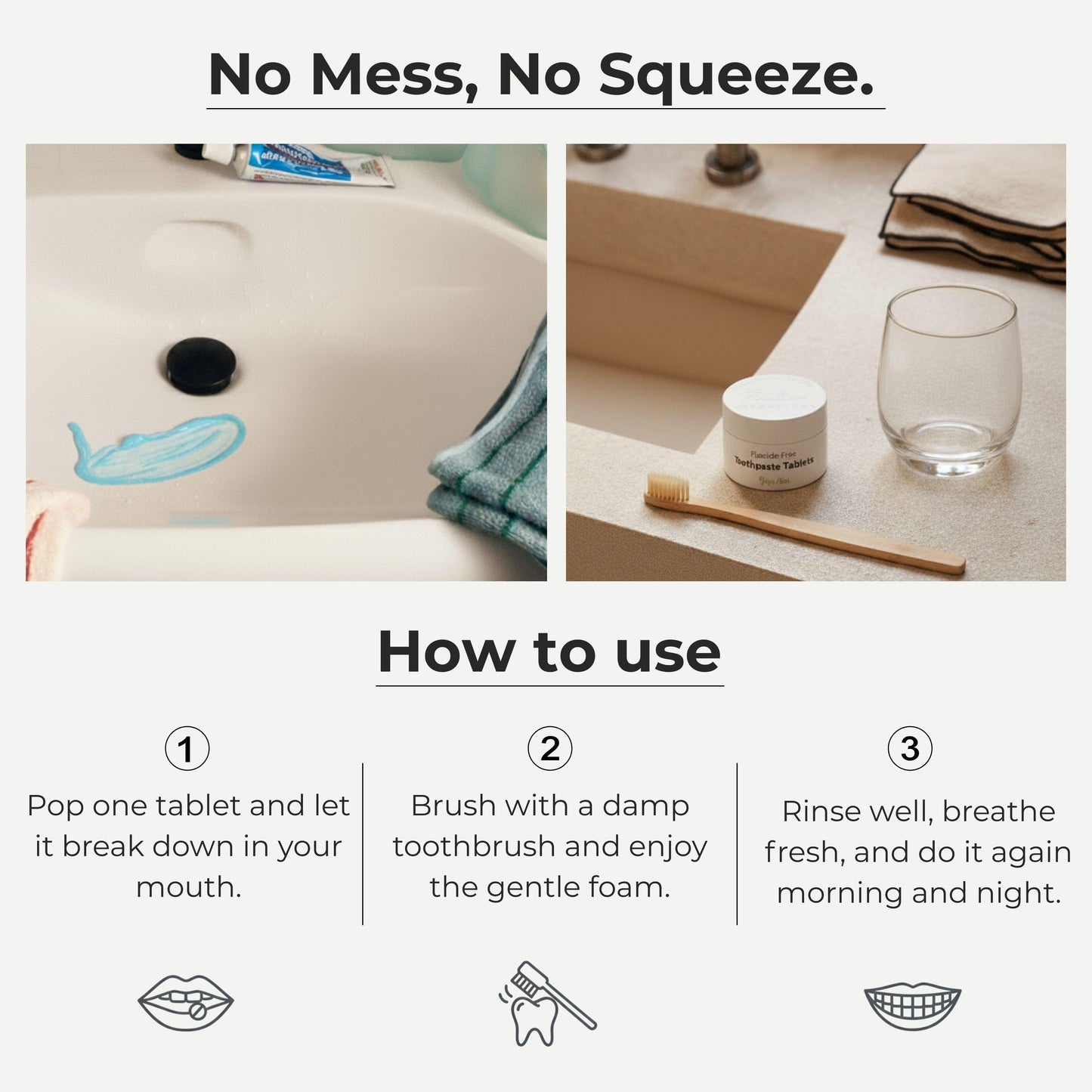 Fluoride-Free Cool Mint Toothpaste Tablets — 1 Month