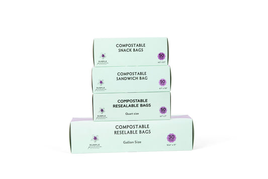Compostable Resealable Bags. Eco-Friendly & Durable. Snack, Sandwich, Quart & Gallon Sizes