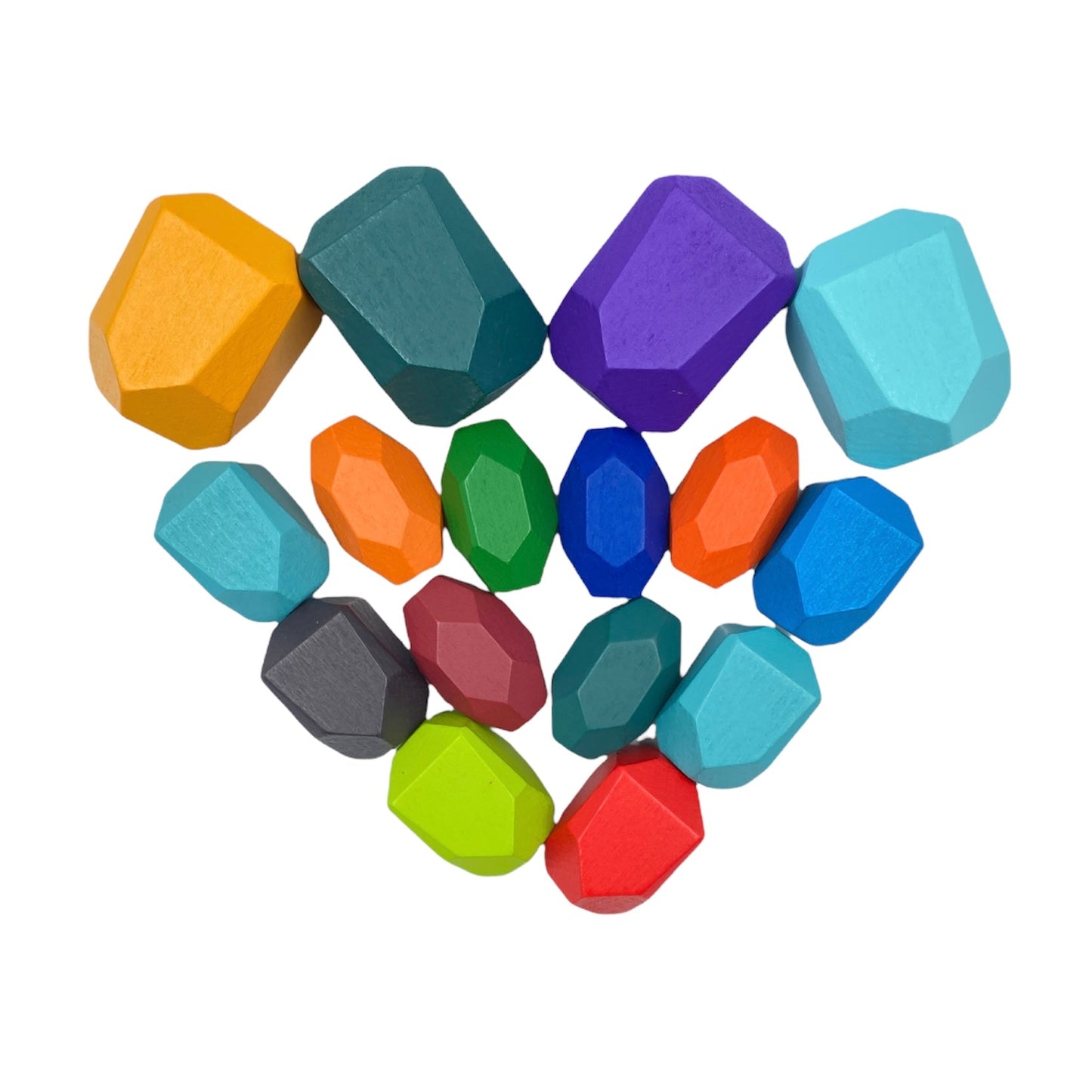 16 Pcs Wooden Stone Balancing Stacking Blocks in Primary Colors
